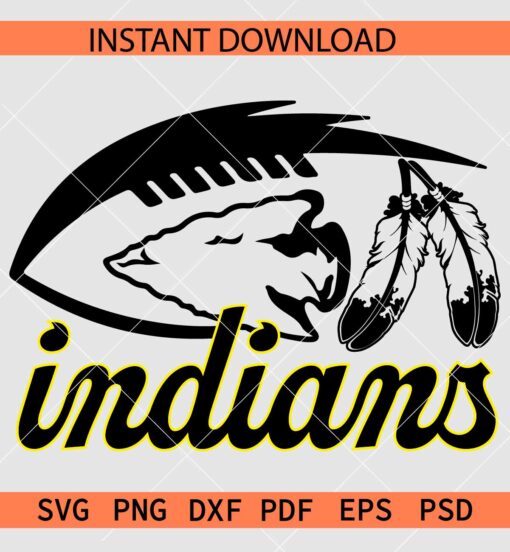 Indians Football SVG, Indians Logo SVG, Indian Feathers SVG