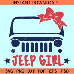 Jeep Girl red bow SVG, Jeep with Red Bow SVG, Jeep Girl Front with Bow SVG