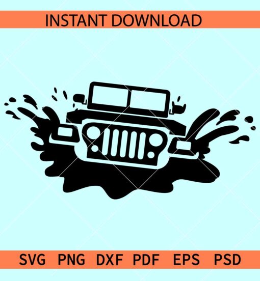 Jeep front Splash SVG, Jeep Grill Splash SVG, Off Road Jeep Car SVG