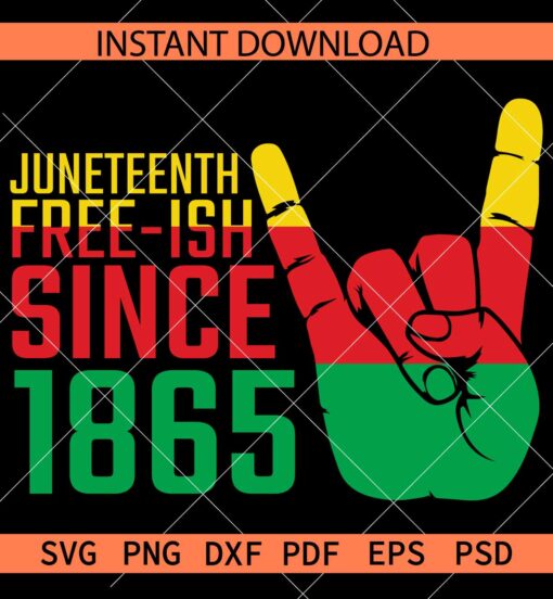 Juneteenth Free-ish Since 1865 SVG, Juneteenth Rock On Hand SVG
