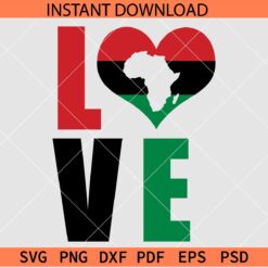 Juneteenth Love African Map SVG, Love Phrase Juneteenth Flag SVG