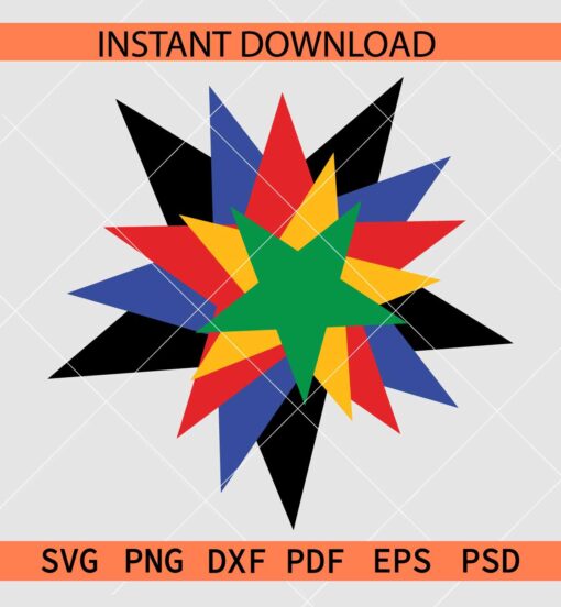 Juneteenth Star SVG, Freedom Day Stacked Star SVG, June 19th Stars SVG