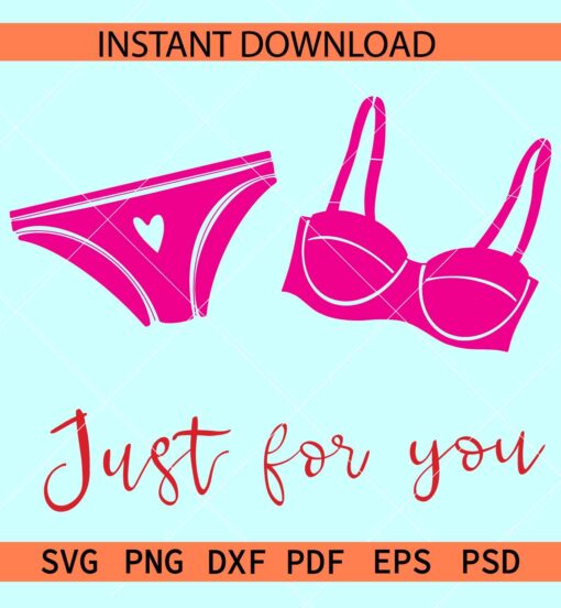 Just for you pant and bra SVG, Girl Inner wear SVG, Girl Underpants SVG