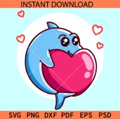 Kawaii Baby shark SVG, Baby shark with Love hearts SVG, Valentine Baby Shark SVG