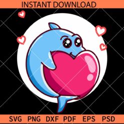 Kawaii Baby shark SVG, Baby shark with Love hearts SVG, Valentine Baby Shark SVG