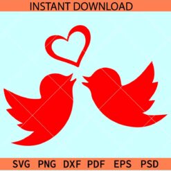 Kissing Red Birds Heart SVG, Love birds with heart symbol SVG, Valentine Birds SVG
