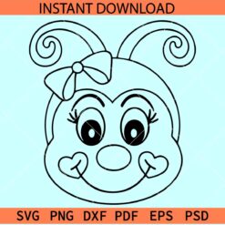 Lady Bug Cartoon Face SVG, Funny Ladybug Head SVG, Love Bug  coloring page SVG