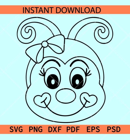 Lady Bug Cartoon Face SVG, Funny Ladybug Head SVG, Love Bug  coloring page SVG