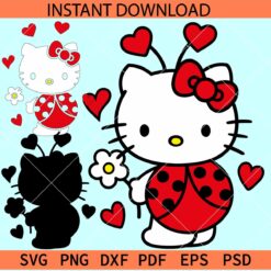 Lady Bug Hello Kitty SVG, Lady Bug kitten SVG, Layered Ladybug Kitty SVG