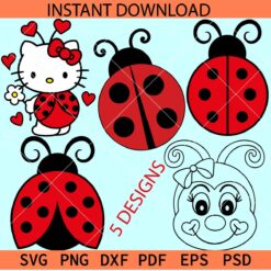 Lady Bug closing wings Bundle SVG, Love Bug Vector SVG Bundle, Lady bug Stencil Bundle SVG
