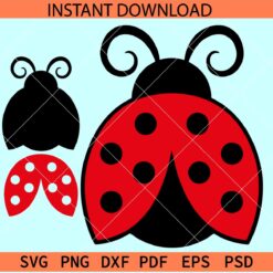 Lady Bug open wings SVG, Flying Love Bug SVG, Layered Ladybug SVG