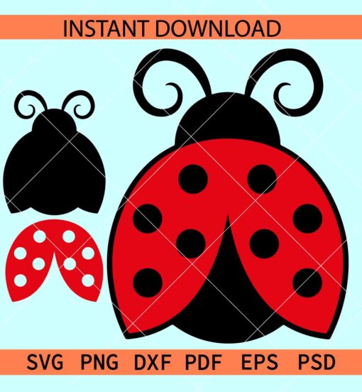 Lady Bug open wings SVG, Flying Love Bug SVG, Layered Ladybug SVG