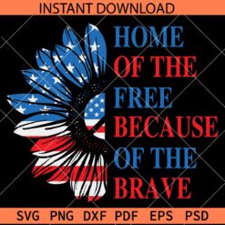 Land of the free because of the brave sunflower SVG, Sunflower US Flag SVG