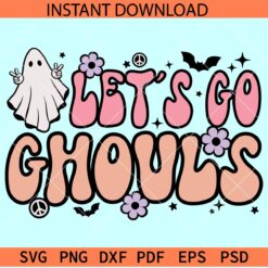 Lets go ghouls SVG, Ghost Peace Sign SVG, Halloween Ghouls Ghost SVG