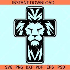 Lion of Judah cross SVG, Lion Head inside Cross SVG, Easter cross with Lion SVG