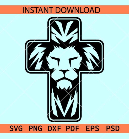 Lion of Judah cross SVG, Lion Head inside Cross SVG, Easter cross with Lion SVG