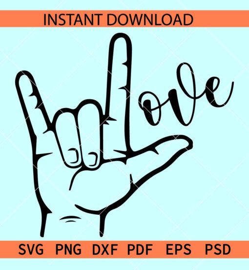Love Phrase Hand Sign SVG, I Love you hand Sign SVG, Valentine Love Hand sign ASL SVG