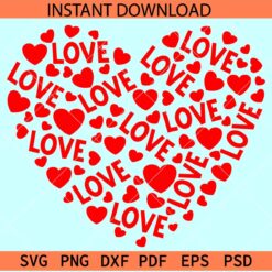 Love name in heart pattern SVG, Hearts Pattern Love Name SVG, Red Heart Vector SVG