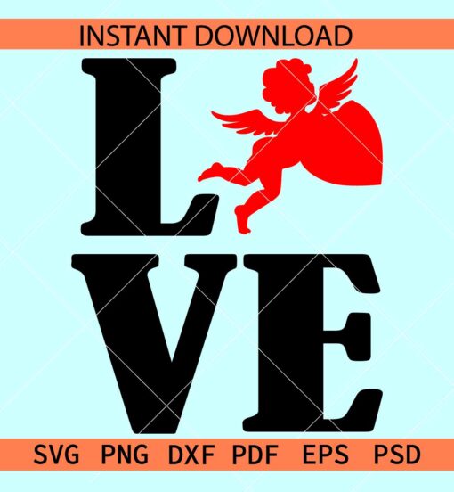Love phrase cupid SVG, Love Name Cupid SVG, Valentine Cupid Love Name SVG