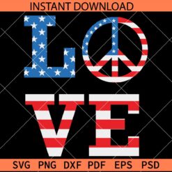 Love phrase in US Flag SVG, Love Phrase Peace Sign SVG, America Love SVG