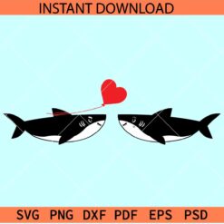 Love sharks heart symbol SVG, Valentine Sharks SVG, Shark Lover SVG