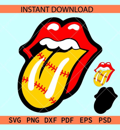 Luscious Lips Softball SVG, Softball Ball in Luscious Lips SVG, Luscious Lips Sports SVG