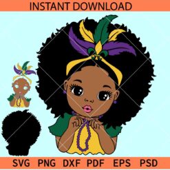 Mardi gras afro girl SVG, Mardi gras Cute Afro Girl SVG