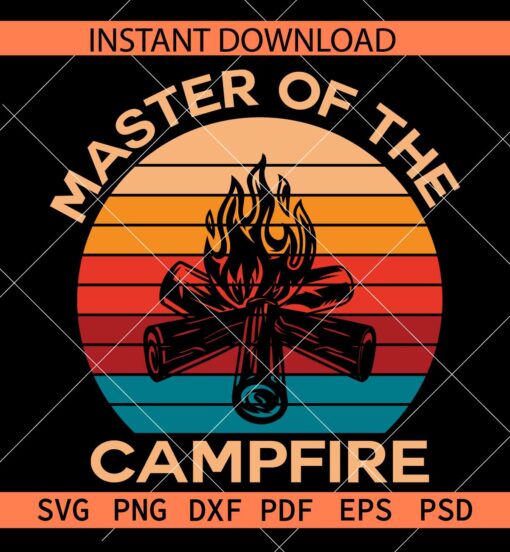 Master of the campfire retro circle svg, Campfire inside Retro circle SVG