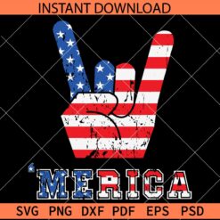 Merica Rock on Hand SVG, Patriotic Rock on Hand SVG, July 4th Rock on ASL SVG