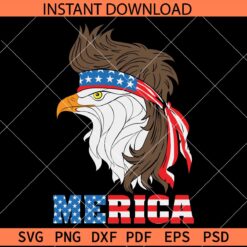 Merica eagle SVG, Patriotic eagle SVG, Eagle with US Flag Bandana SVG