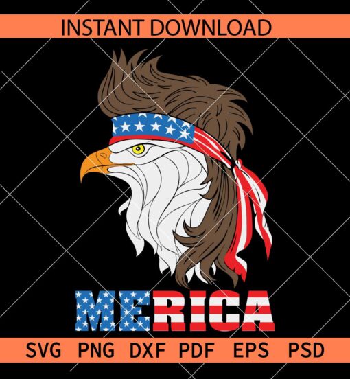 Merica eagle SVG, Patriotic eagle SVG, Eagle with US Flag Bandana SVG