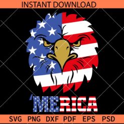 Merica eagle SVG, Patriotic eagle SVG, July 4th eagle head SVG