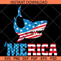 Merica shark SVG, Patriotic shark SVG, July 4th shark SVG