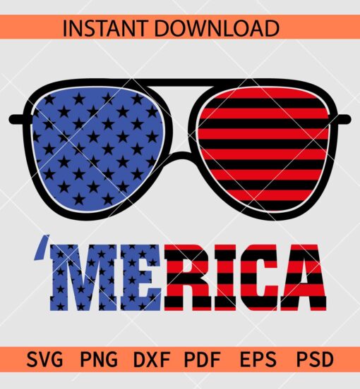 Merica sunglasses SVG, Patriotic sunglasses SVG, July 4th sunglasses SVG