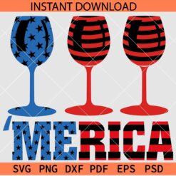 Merica  wine glasses SVG, Patriotic wine glasses SVG, July 4th wine glasses SVG