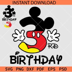 Mickey Birthday 3 Sketch SVG, Mickey Birthday Three SVG, Mickey Third Birthday SVG