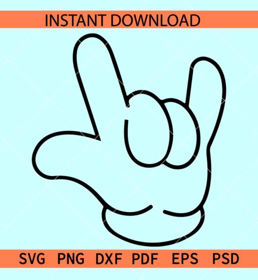 Mickey Hand Love Sign SVG, Disney Hand Sign Love SVG, Mickey Mouse Love Hand ASL
