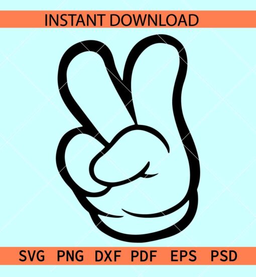 Mickey Hand Peace Sign SVG, Disney Hand Peace Sign SVG, Disney Hand ASL SVG