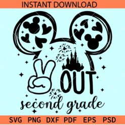 Mickey Head Peace Out Second Grade SVG, Mickey Mouse 2nd Grade SVG, Disney Peace Out Second Grade SVG