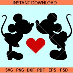 Mickey Minnie silhouette Kissing SVG, Disney Lovers SVG, Mickey Minnie Heart Symbol SVG