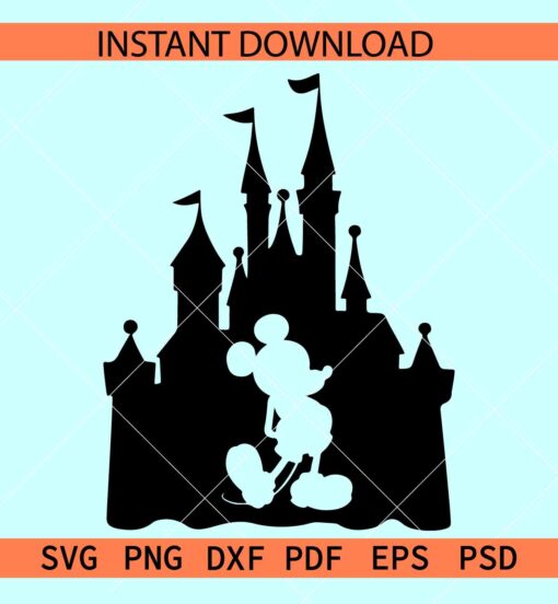 Mickey Mouse Castle Svg, Mouse inside Disney Castle SVG, Mickey Castle Silhouette SVG