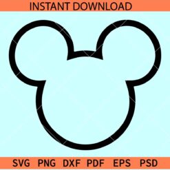 Mickey Mouse Outline SVG, Mickey Head Sketch SVG, Transparent Disney Head SVG
