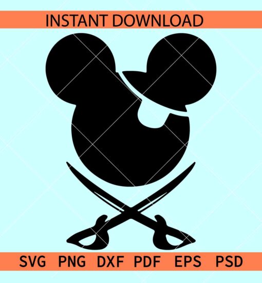Mickey Mouse Pirates SVG, Disney Pirates SVG, Mickey Head Pirates SVG