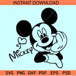 Mickey Mouse Signature SVG, Mickey Holding Cheek Signature SVG
