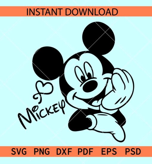 Mickey Mouse Signature SVG, Mickey Holding Cheek Signature SVG