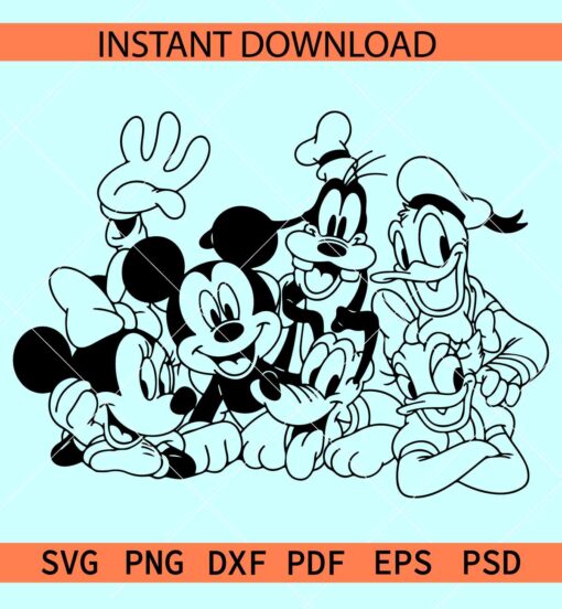 Mickey and Company Est 1928 Outline SVG, Disney Family Line Art SVG, Mickey and Family Sketch SVG