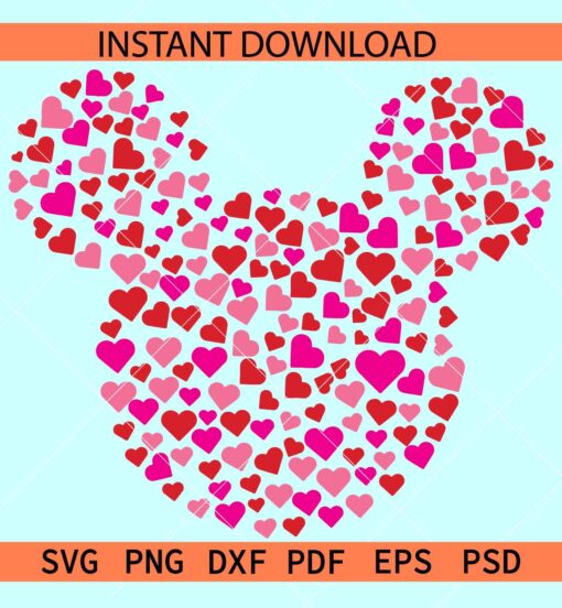 Mickey head Heart Symbols ASL, Heart Symbol Disney Head SVG, Disney Head Hearts SVG