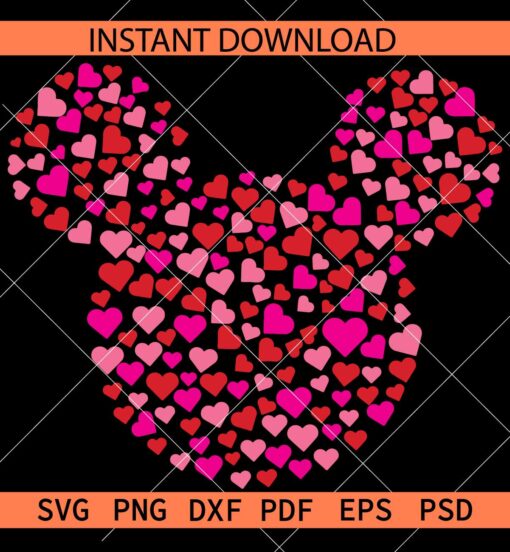 Mickey head Heart Symbols ASL, Heart Symbol Disney Head SVG, Disney Head Hearts SVG