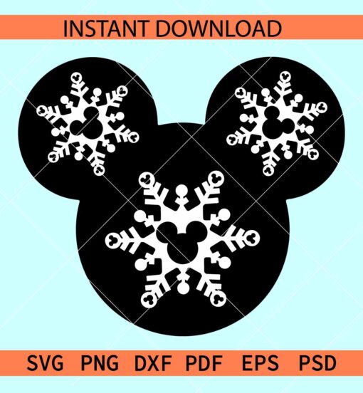 Mickey head snowflakes SVG, Disney Snowflakes SVG, Christmas Mickey Head SVG