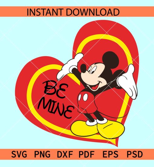 Mickey mouse inside heart symbol be mine SVG, Disney Valentine SVG, Disney Inside Red Heart SVG